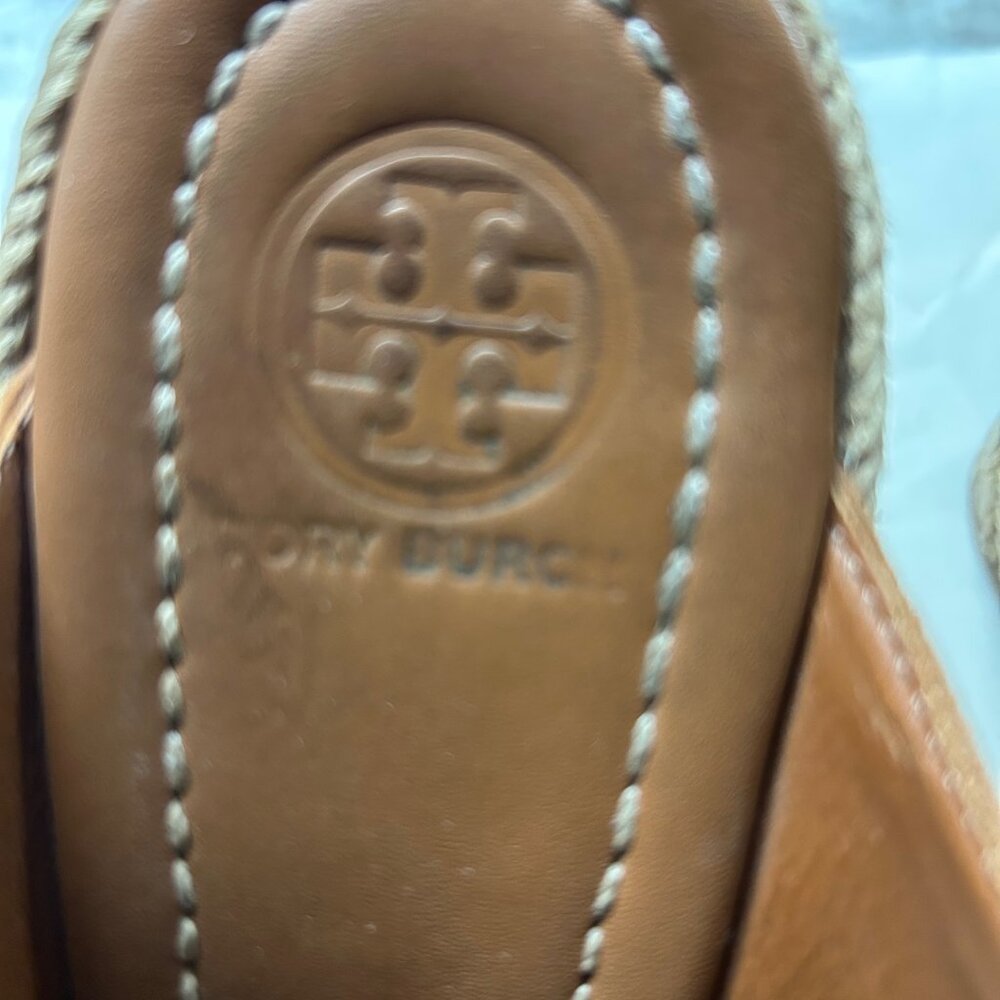 Tory Burch Tan Wedge Soft Suede Sandal Size 8 - Picture 7 of 7
